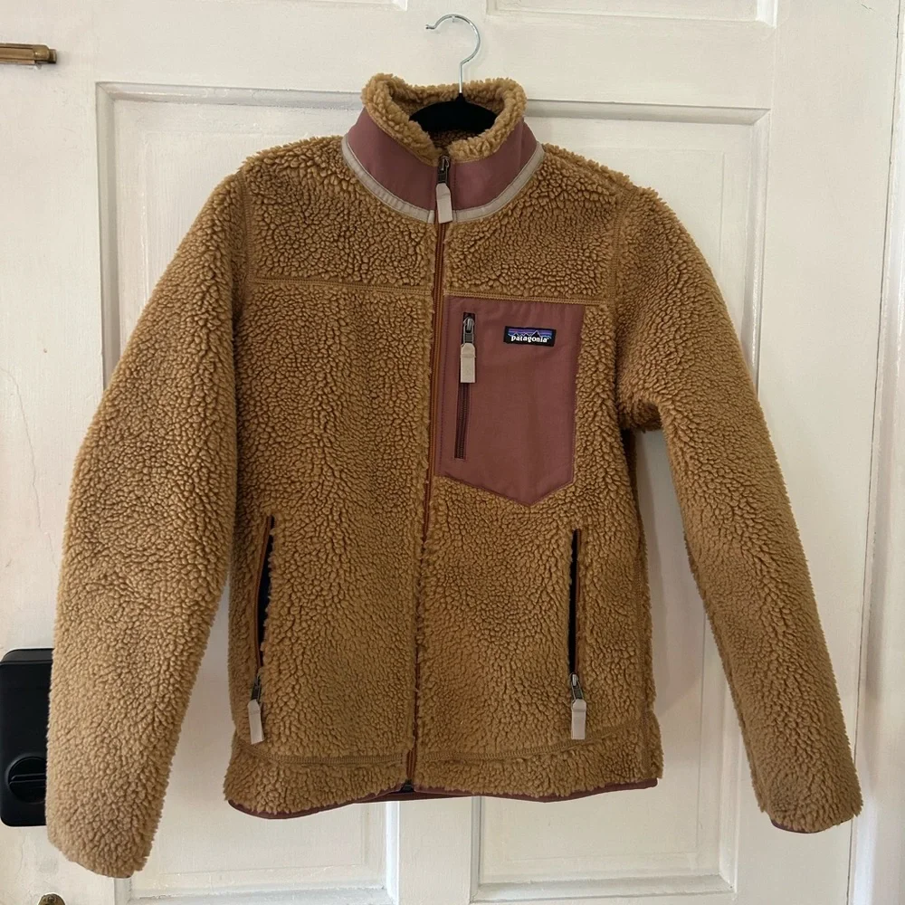 Patagonia Kids' Tan and Brown Fleece Jacket - Picture 1 of 3
